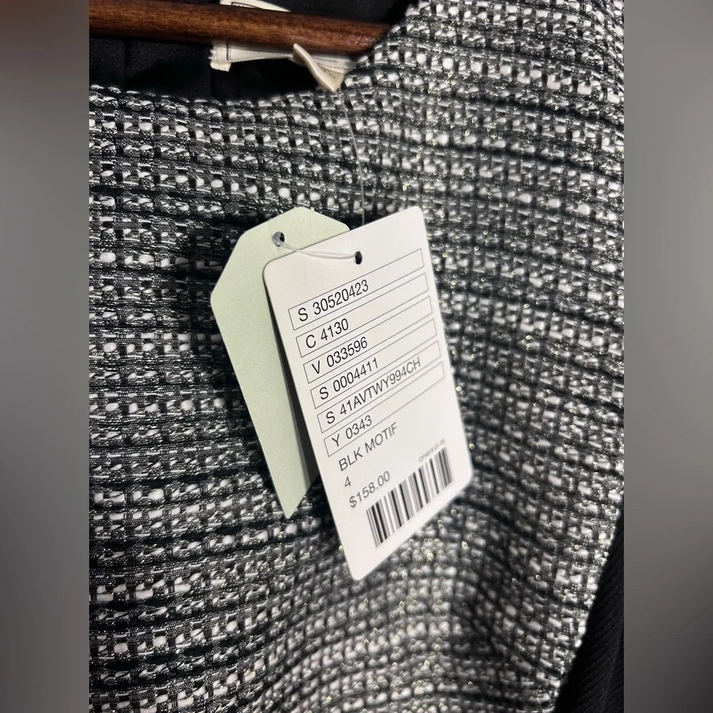 Anthropologie Moulinette Soeurs Grisaille Metallic Tweed Sheath Black Motif Midi - Picture 6 of 9